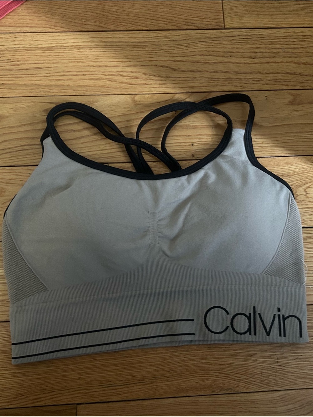 Calvin Klein Light Gray Sports Bra with Black Trim